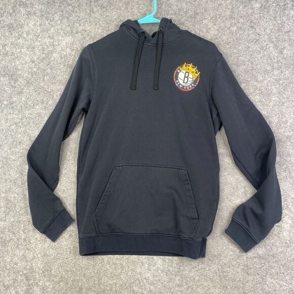 NIKE BIGGIE CROWN BROOKLYN NETS MEN'S FLEECE HOODIE CU0093 010 Small - Picture 1 of 11